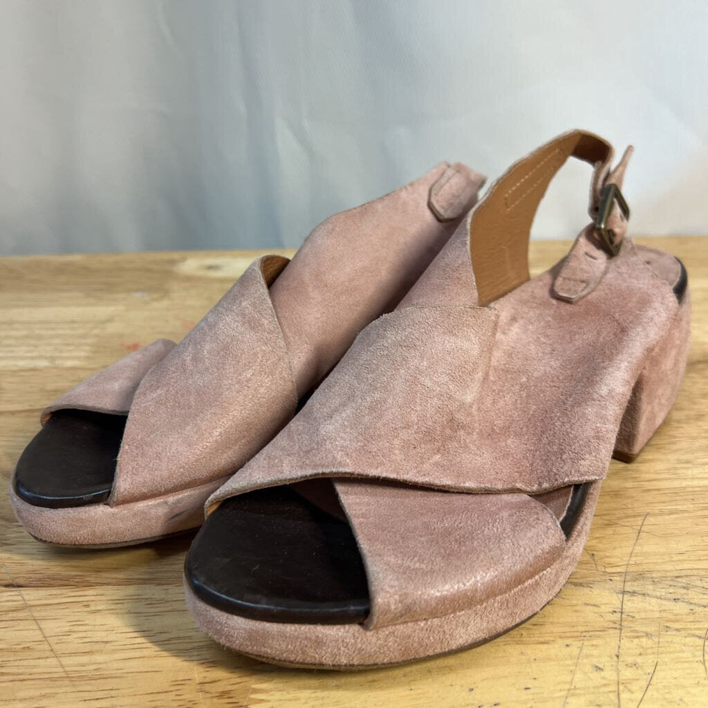 AS 98 Pink Suede Callen Sandal Block Heels 38