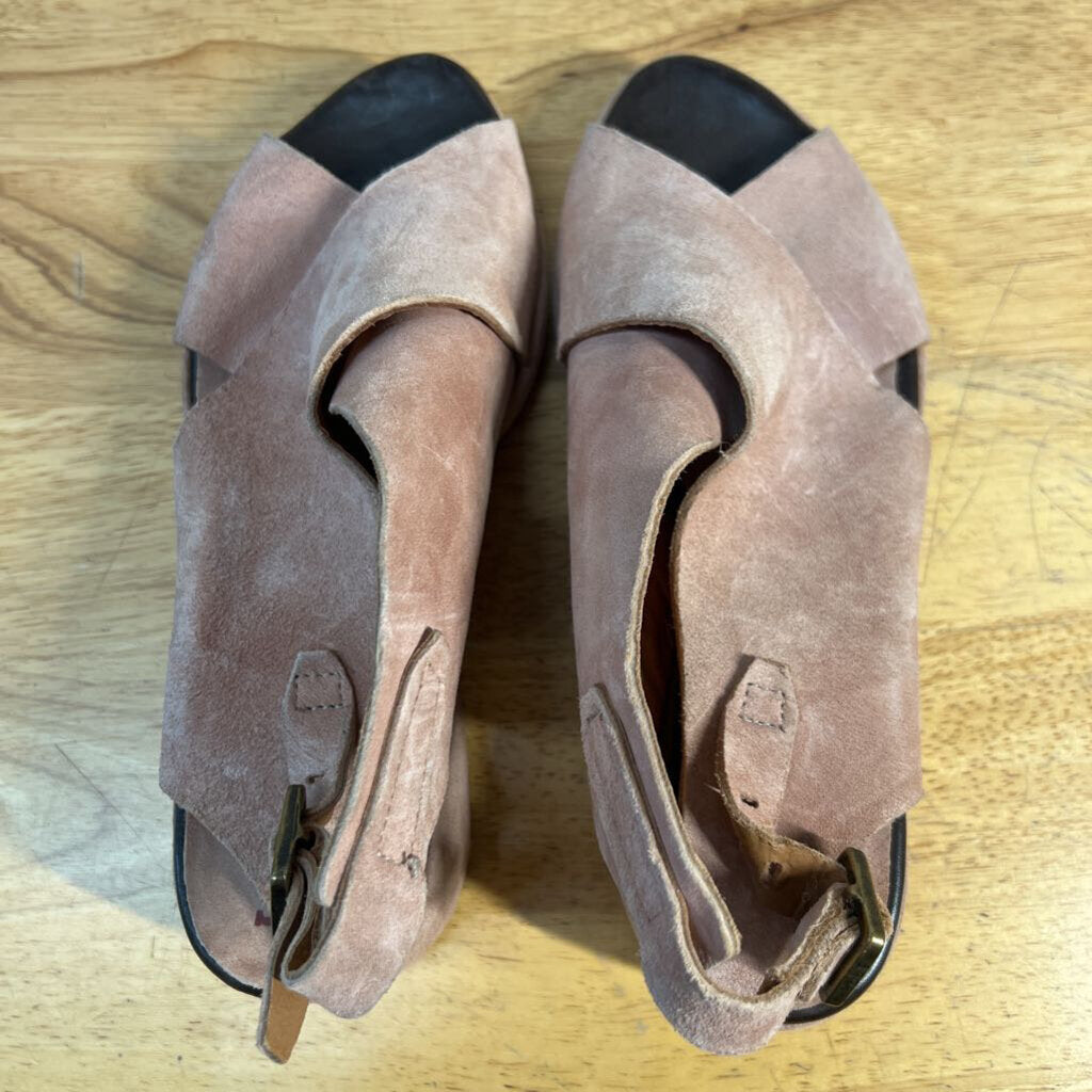 AS 98 Pink Suede Callen Sandal Block Heels 38