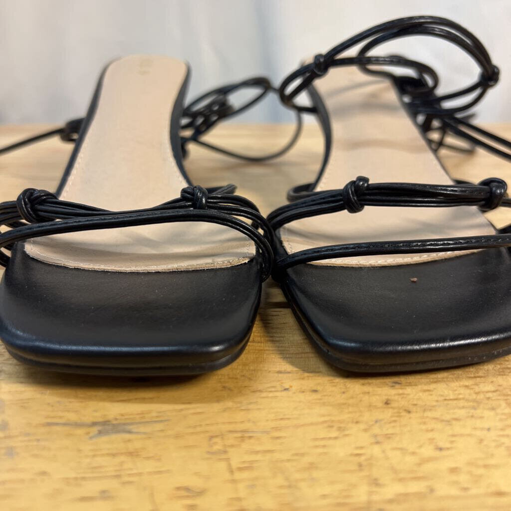 Black Strappy Lace Up Sandal Heels 9