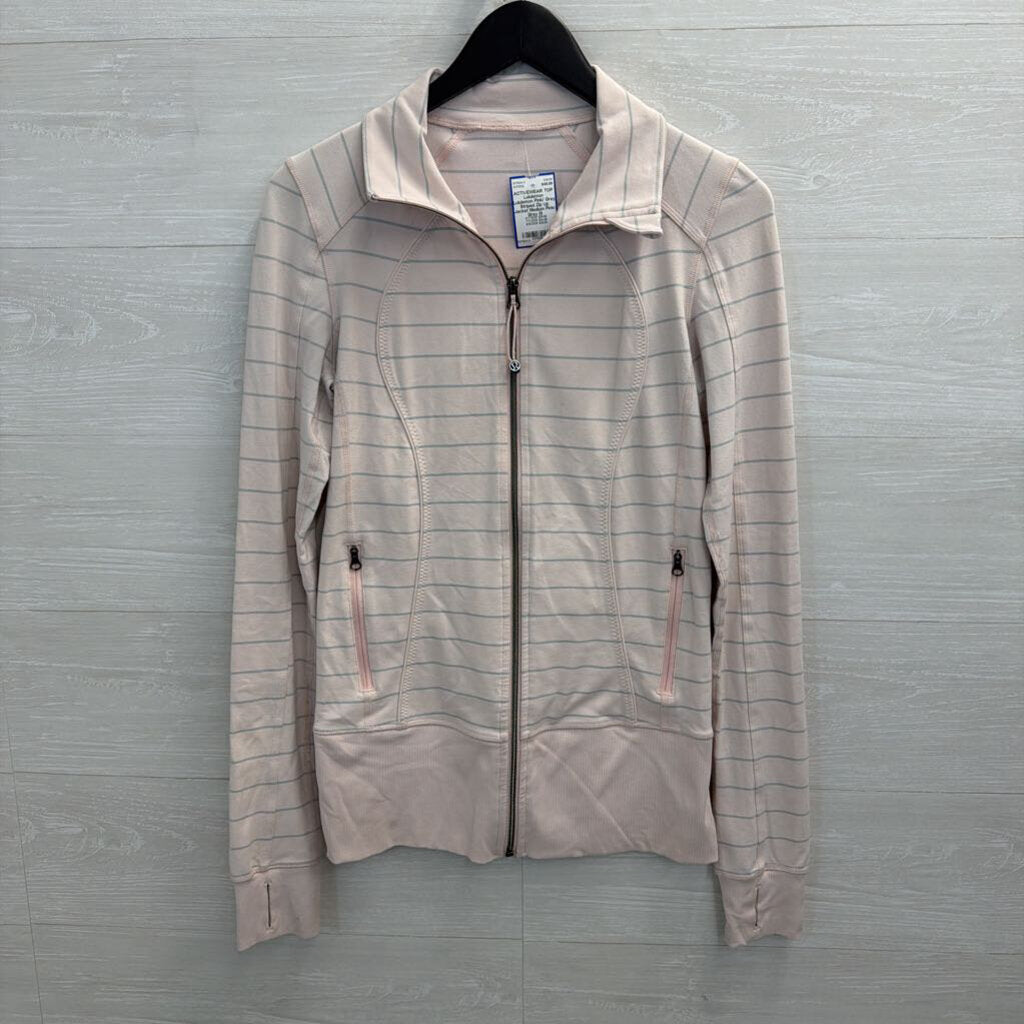 Lululemon Pink/ Grey Striped Zip Up Jacket Medium