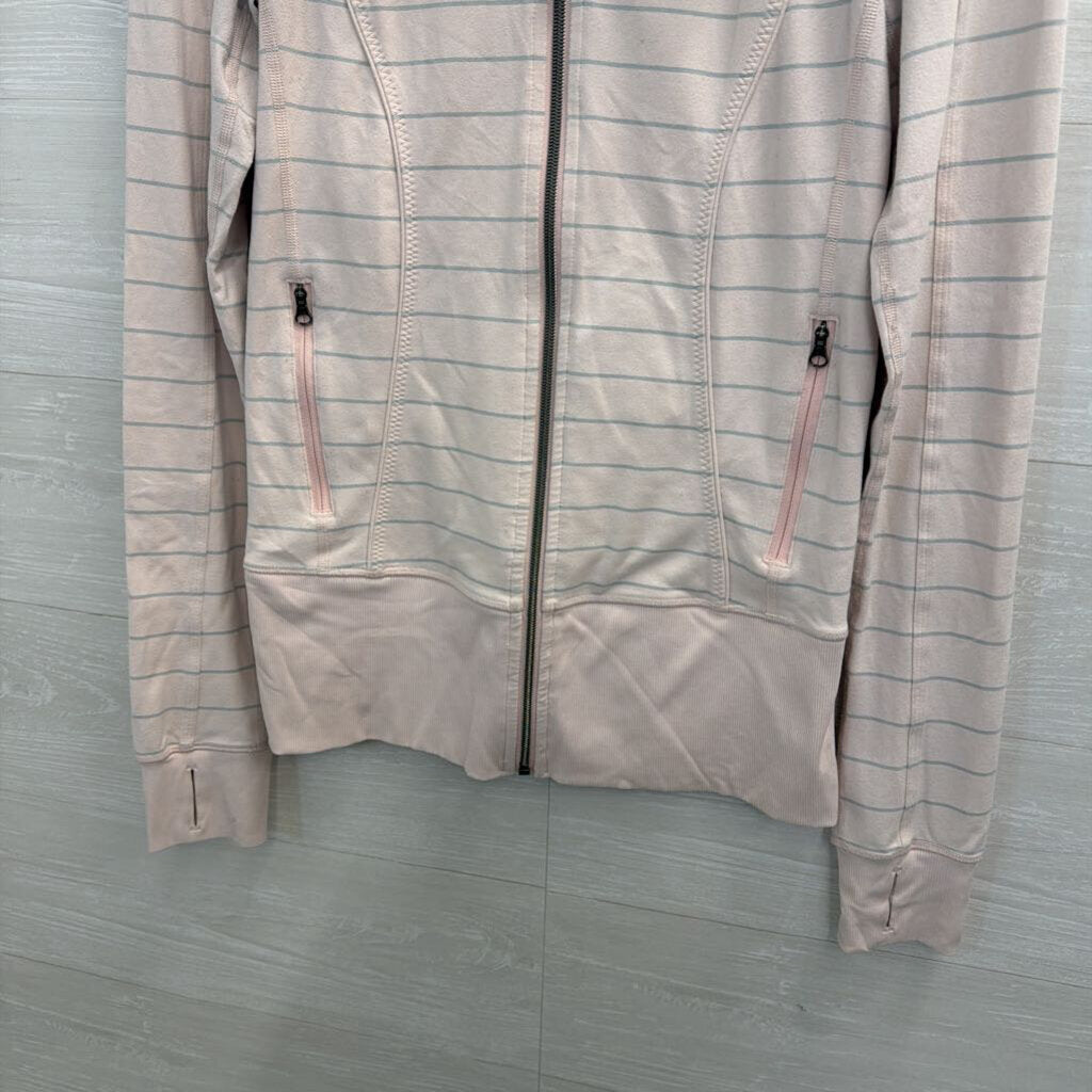 Lululemon Pink/ Grey Striped Zip Up Jacket Medium