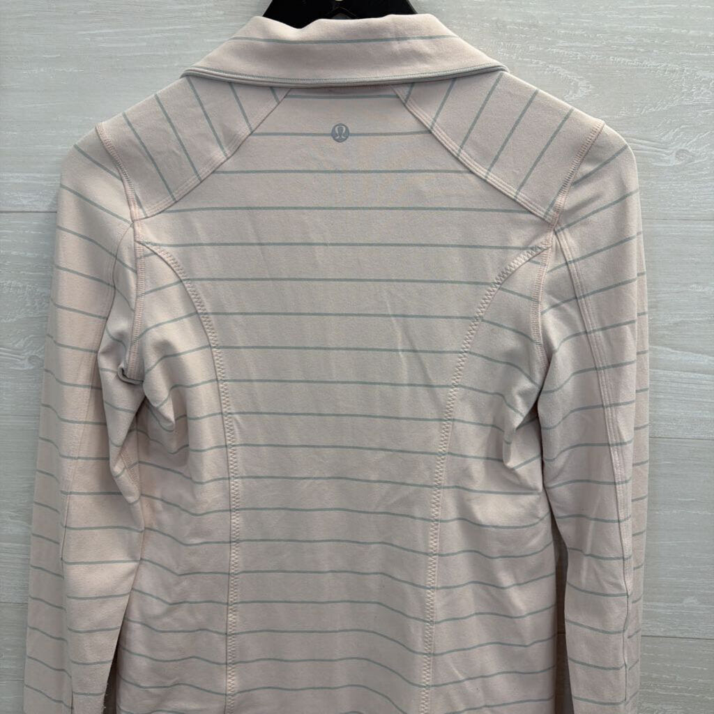 Lululemon Pink/ Grey Striped Zip Up Jacket Medium
