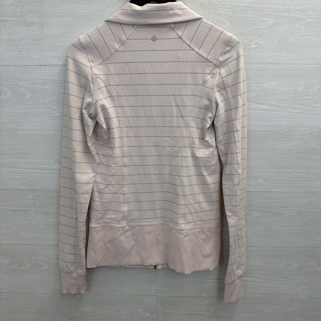 Lululemon Pink/ Grey Striped Zip Up Jacket Medium