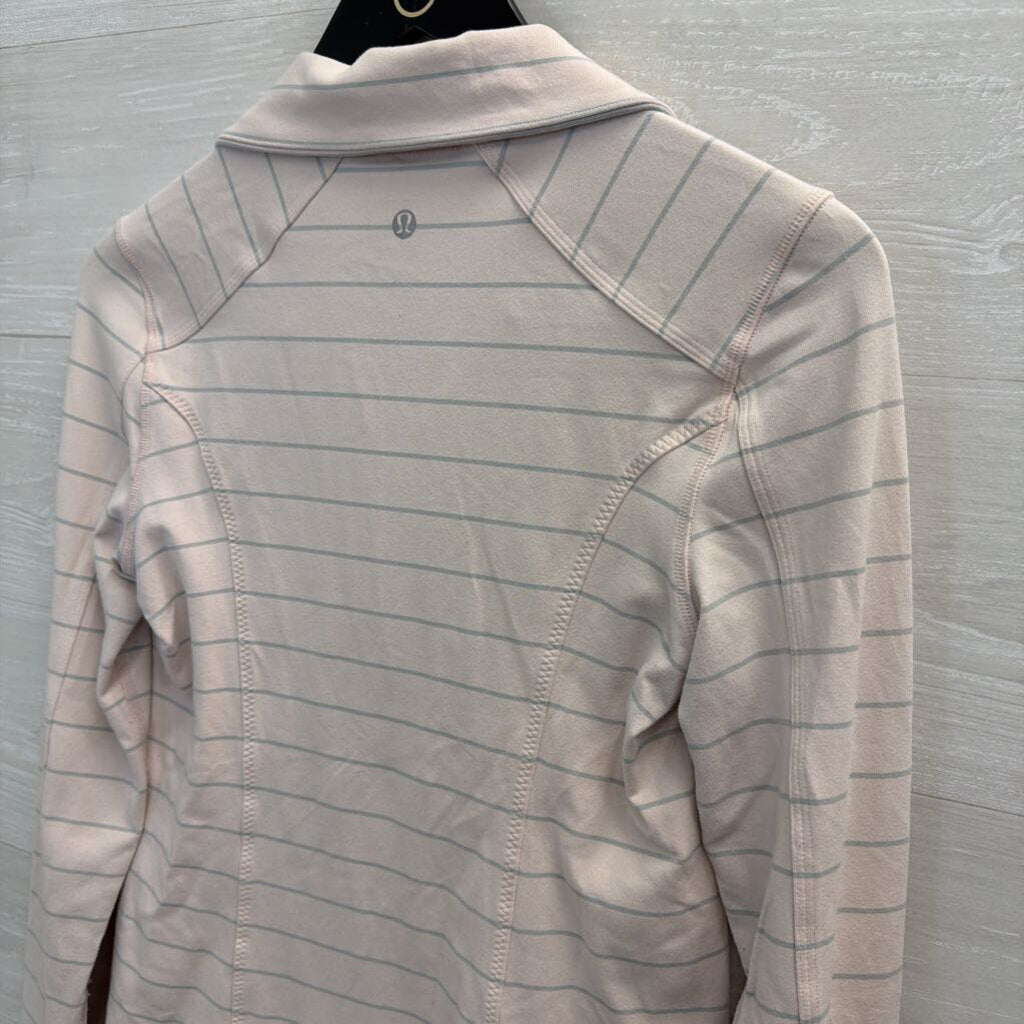 Lululemon Pink/ Grey Striped Zip Up Jacket Medium