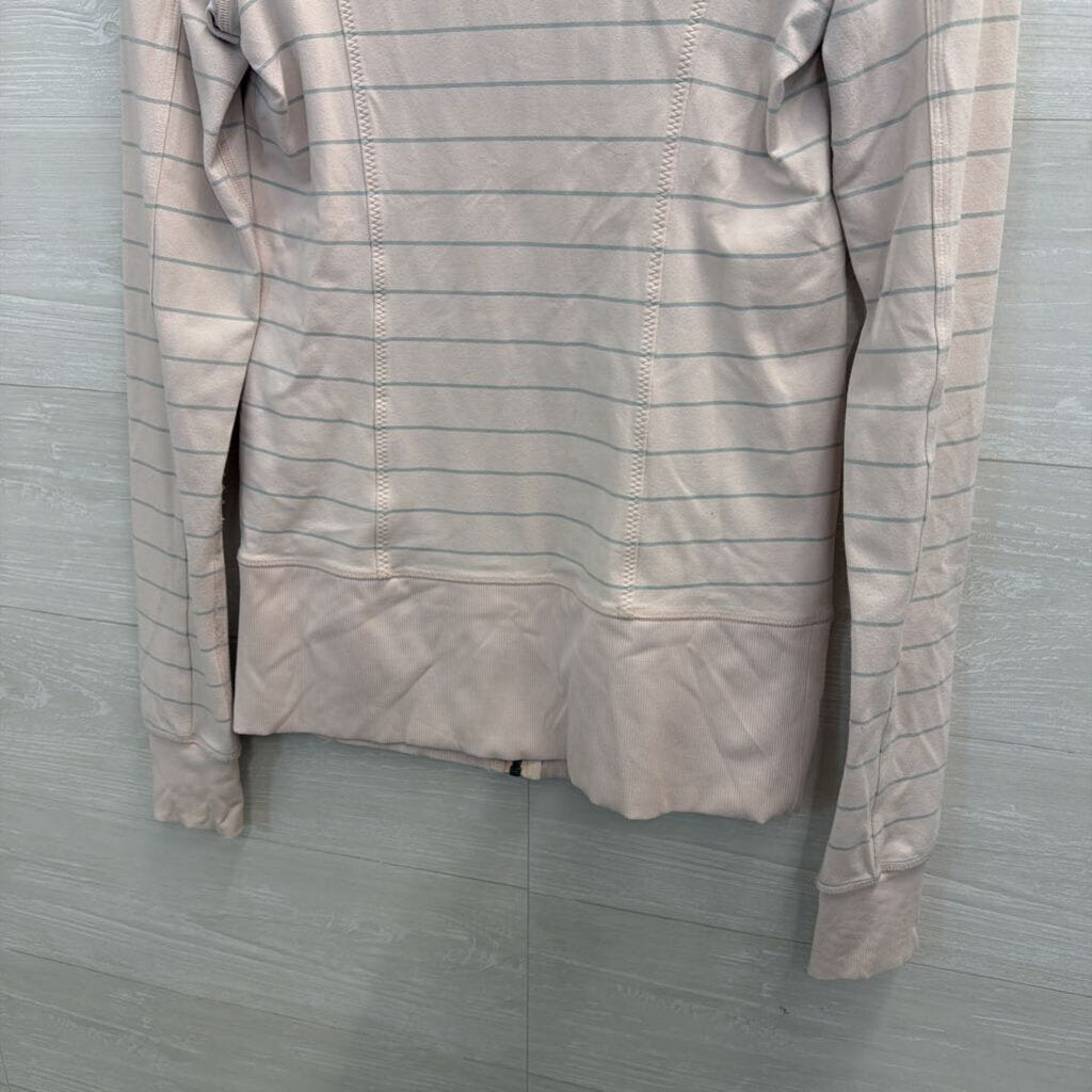 Lululemon Pink/ Grey Striped Zip Up Jacket Medium