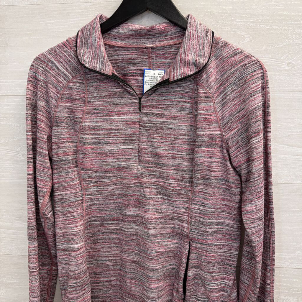 Lululemon Pink/ Black Print Quarter Zip Pullover Medium