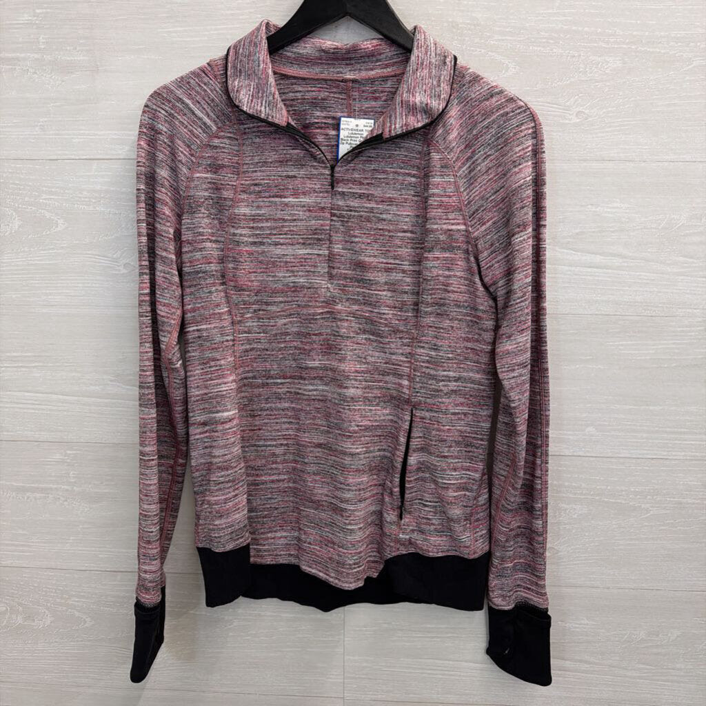 Lululemon Pink/ Black Print Quarter Zip Pullover Medium