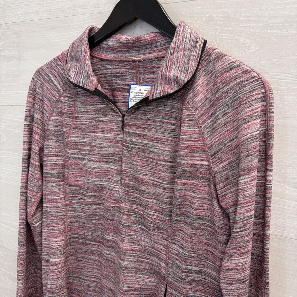 Lululemon Pink/ Black Print Quarter Zip Pullover Medium