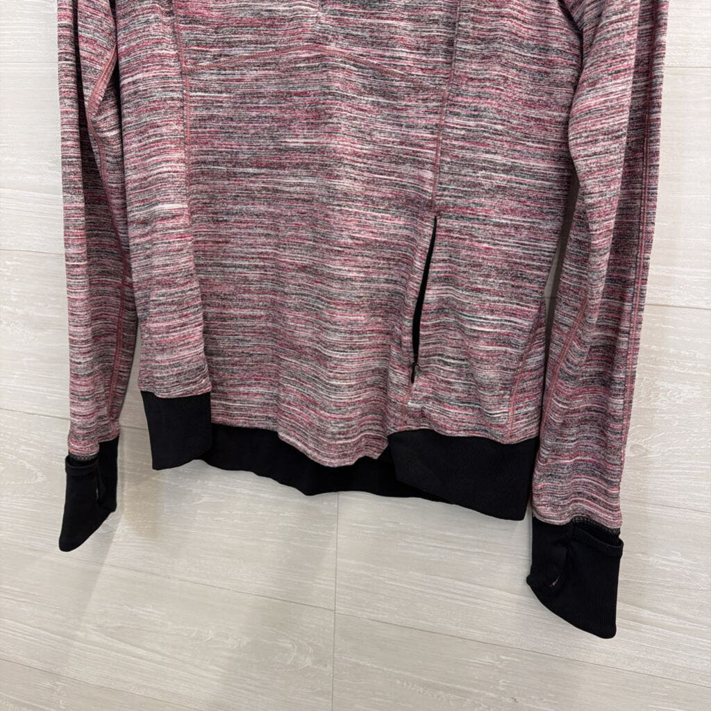 Lululemon Pink/ Black Print Quarter Zip Pullover Medium