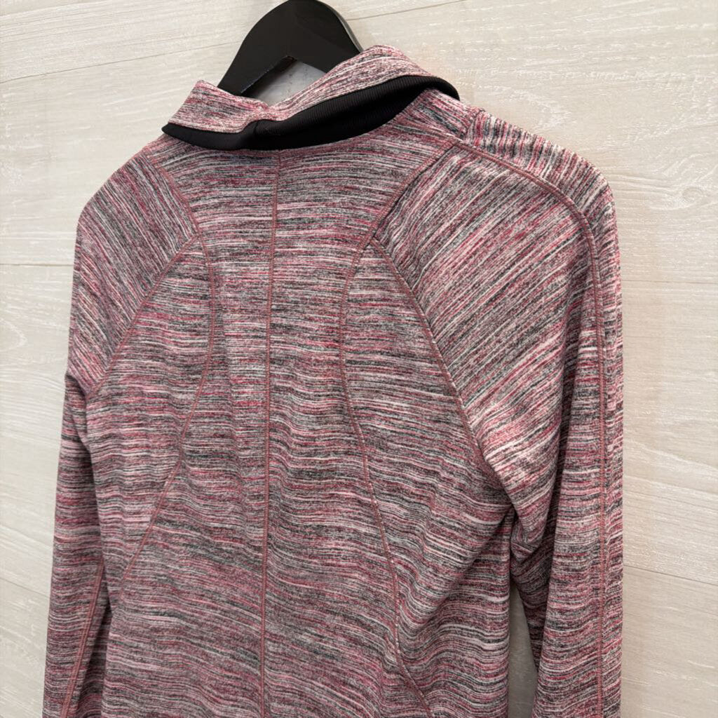 Lululemon Pink/ Black Print Quarter Zip Pullover Medium