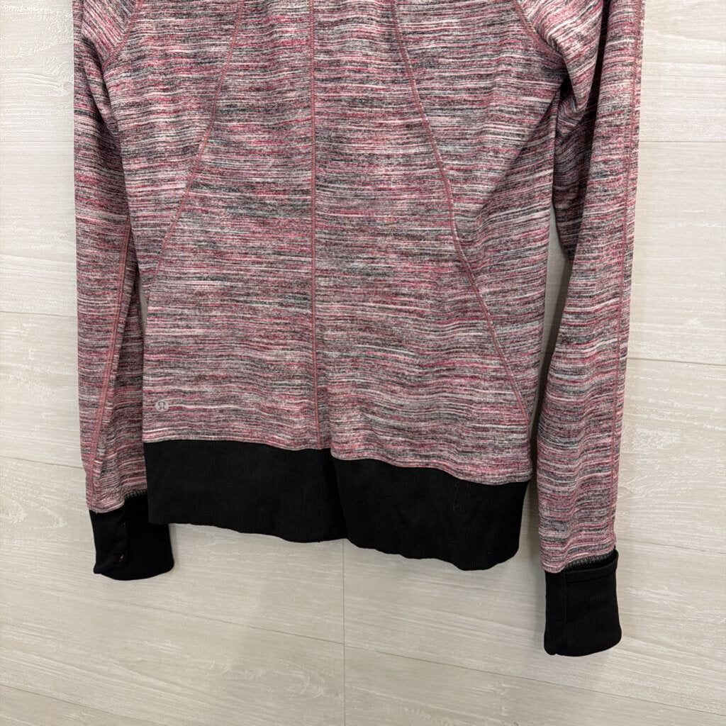 Lululemon Pink/ Black Print Quarter Zip Pullover Medium