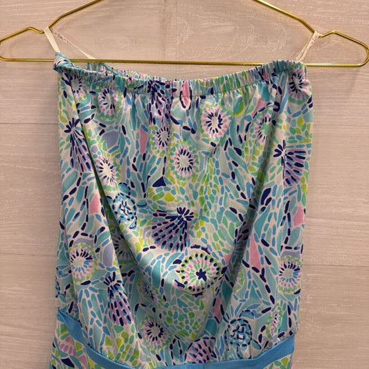 Lilly Pulitzer Blue/ Multi Print Strapless Top Small