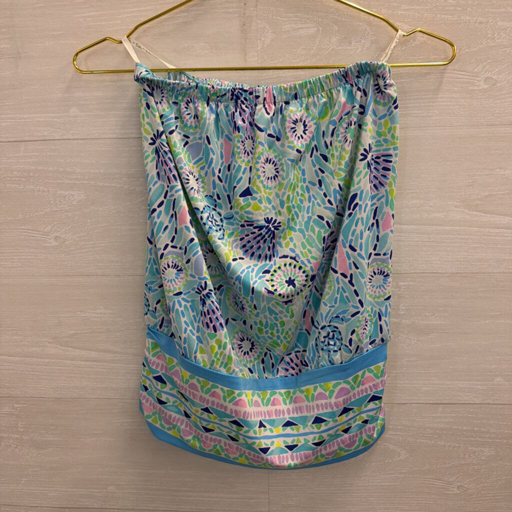 Lilly Pulitzer Blue/ Multi Print Strapless Top Small