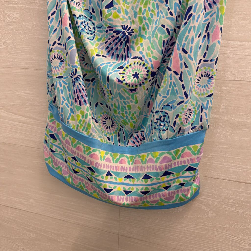 Lilly Pulitzer Blue/ Multi Print Strapless Top Small