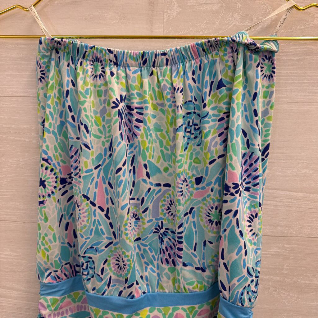 Lilly Pulitzer Blue/ Multi Print Strapless Top Small