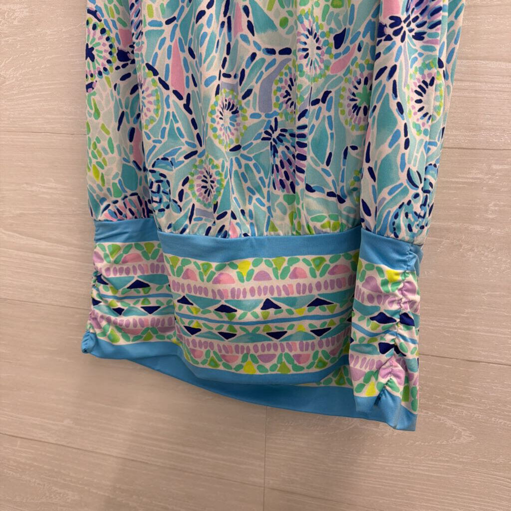 Lilly Pulitzer Blue/ Multi Print Strapless Top Small