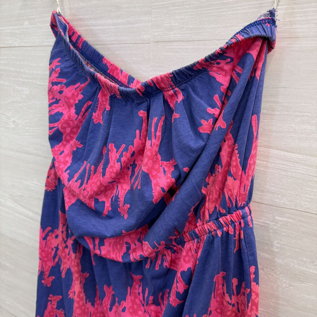 Lilly Pulitzer Blue/ Pink Print Strapless Dress Medium