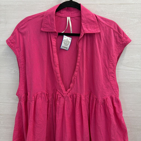 Anthropologie Pink Short Sleeve Baby Doll Tunic Top Medium