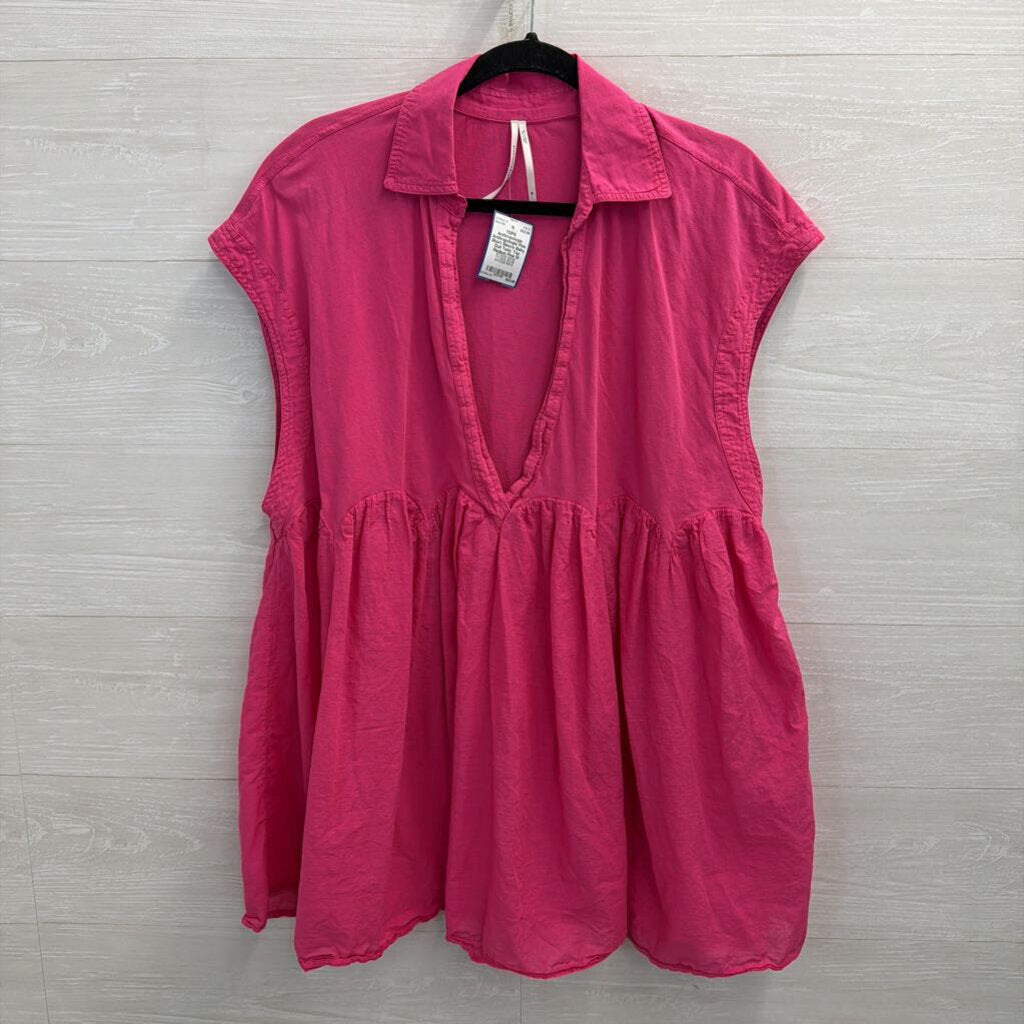 Anthropologie Pink Short Sleeve Baby Doll Tunic Top Medium