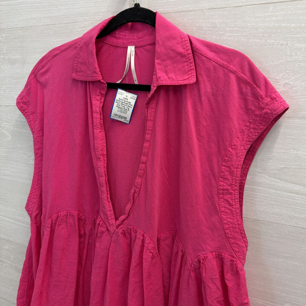 Anthropologie Pink Short Sleeve Baby Doll Tunic Top Medium