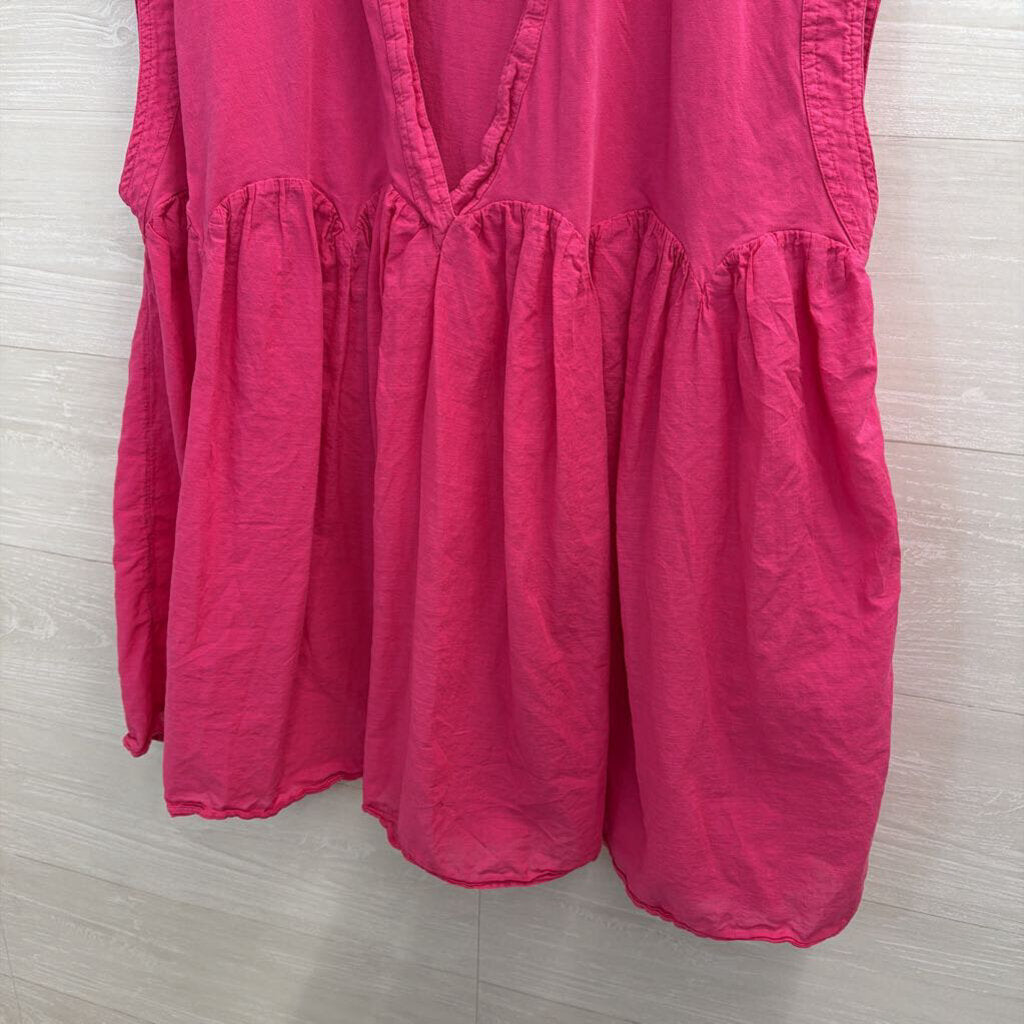 Anthropologie Pink Short Sleeve Baby Doll Tunic Top Medium
