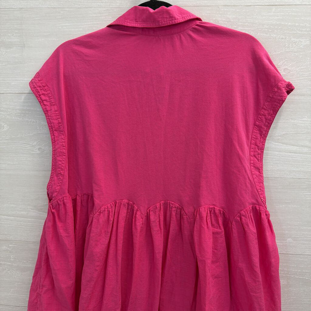 Anthropologie Pink Short Sleeve Baby Doll Tunic Top Medium