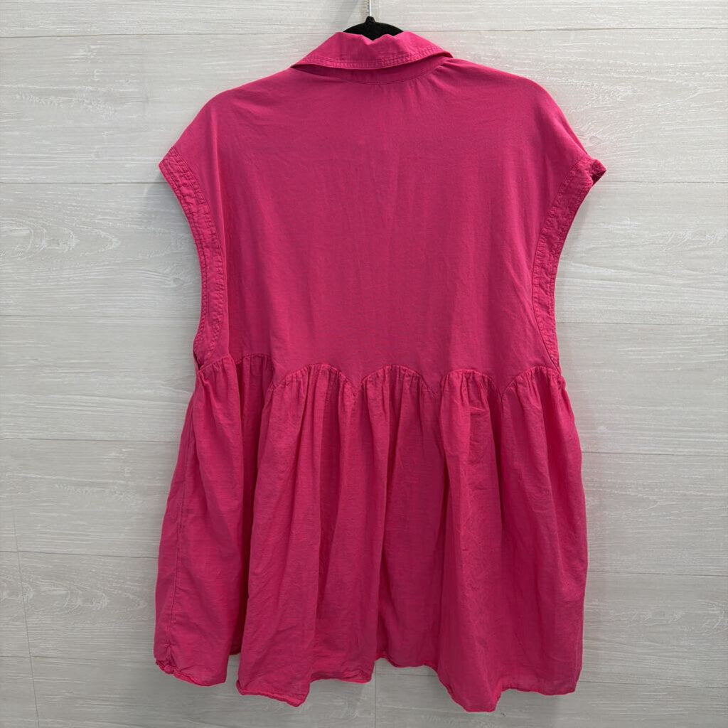 Anthropologie Pink Short Sleeve Baby Doll Tunic Top Medium
