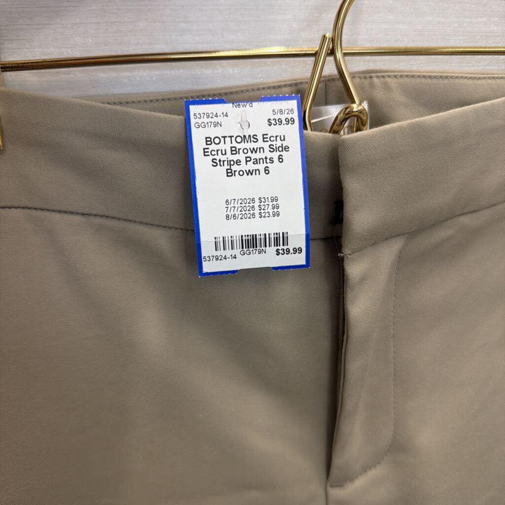 Ecru Brown Side Stripe Pants 6