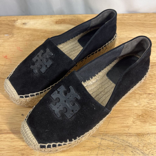 Tory Burch Black Suede Ines Platform Espadrille Shoes 6.5