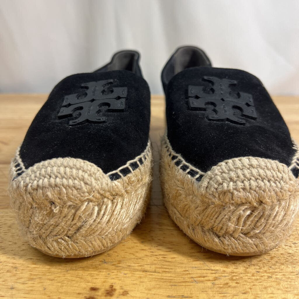 Tory Burch Black Suede Ines Platform Espadrille Shoes 6.5