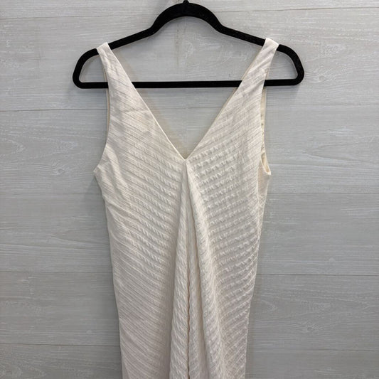 Everlane Cream Textured Stripe V Neck Sleeveless Midi Dress 4