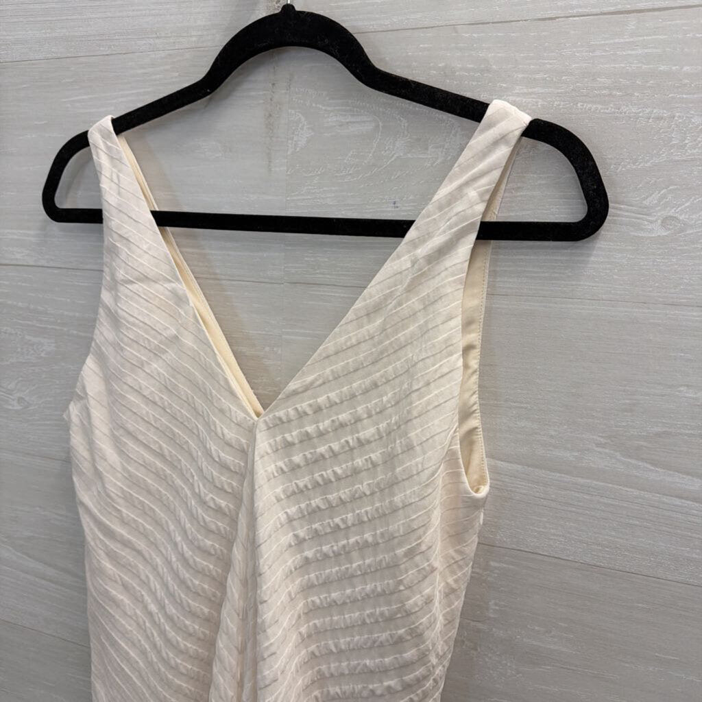 Everlane Cream Textured Stripe V Neck Sleeveless Midi Dress 4