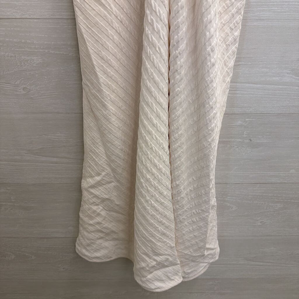 Everlane Cream Textured Stripe V Neck Sleeveless Midi Dress 4