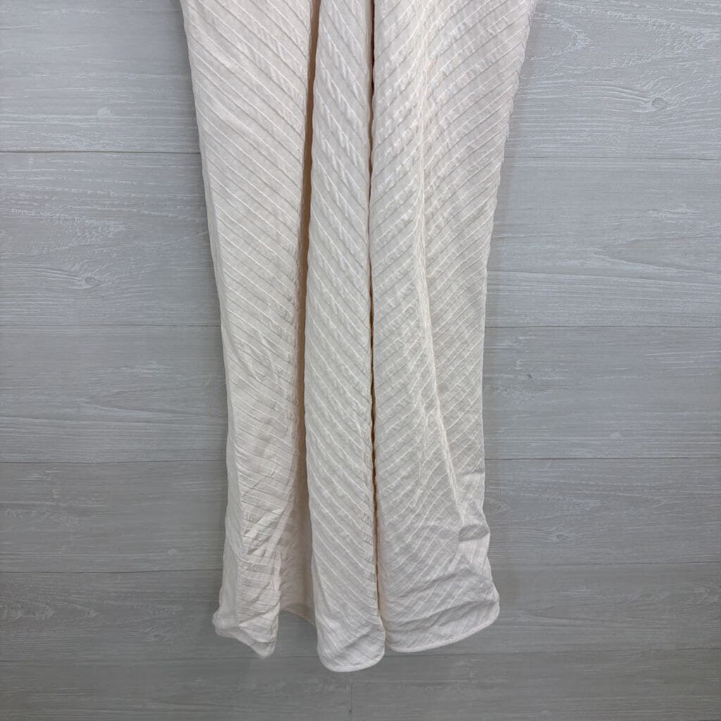 Everlane Cream Textured Stripe V Neck Sleeveless Midi Dress 4
