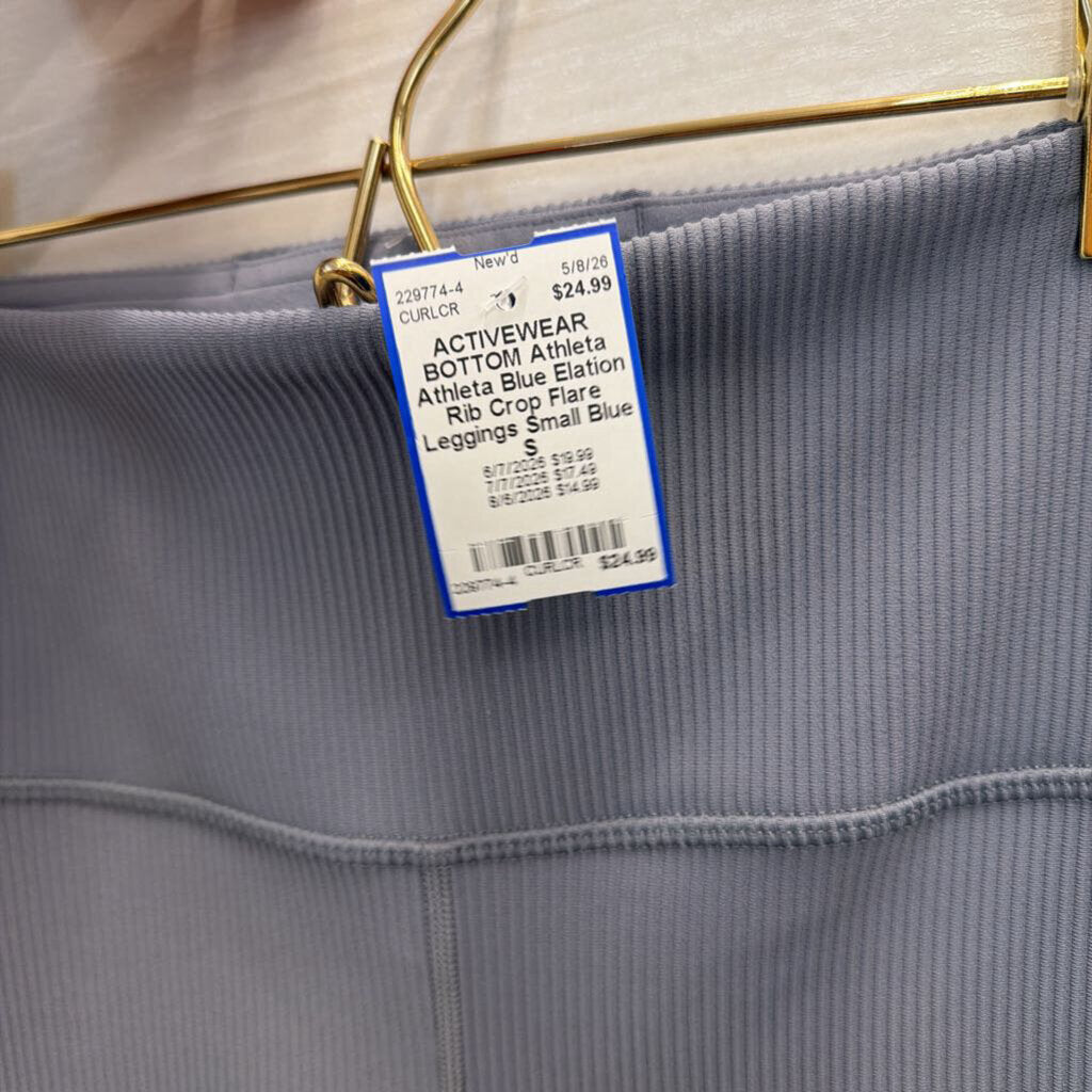 Athleta Blue Elation Rib Crop Flare Leggings Small