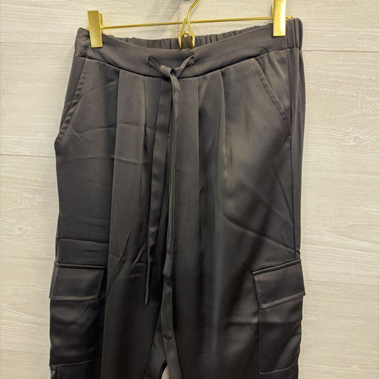 Rachel Zoe Black Silky Cargo Style Pull On Pants Extra Small