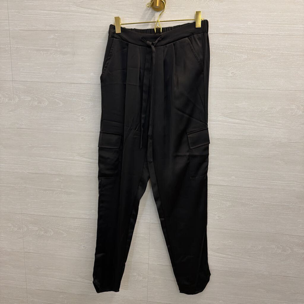 Rachel Zoe Black Silky Cargo Style Pull On Pants Extra Small