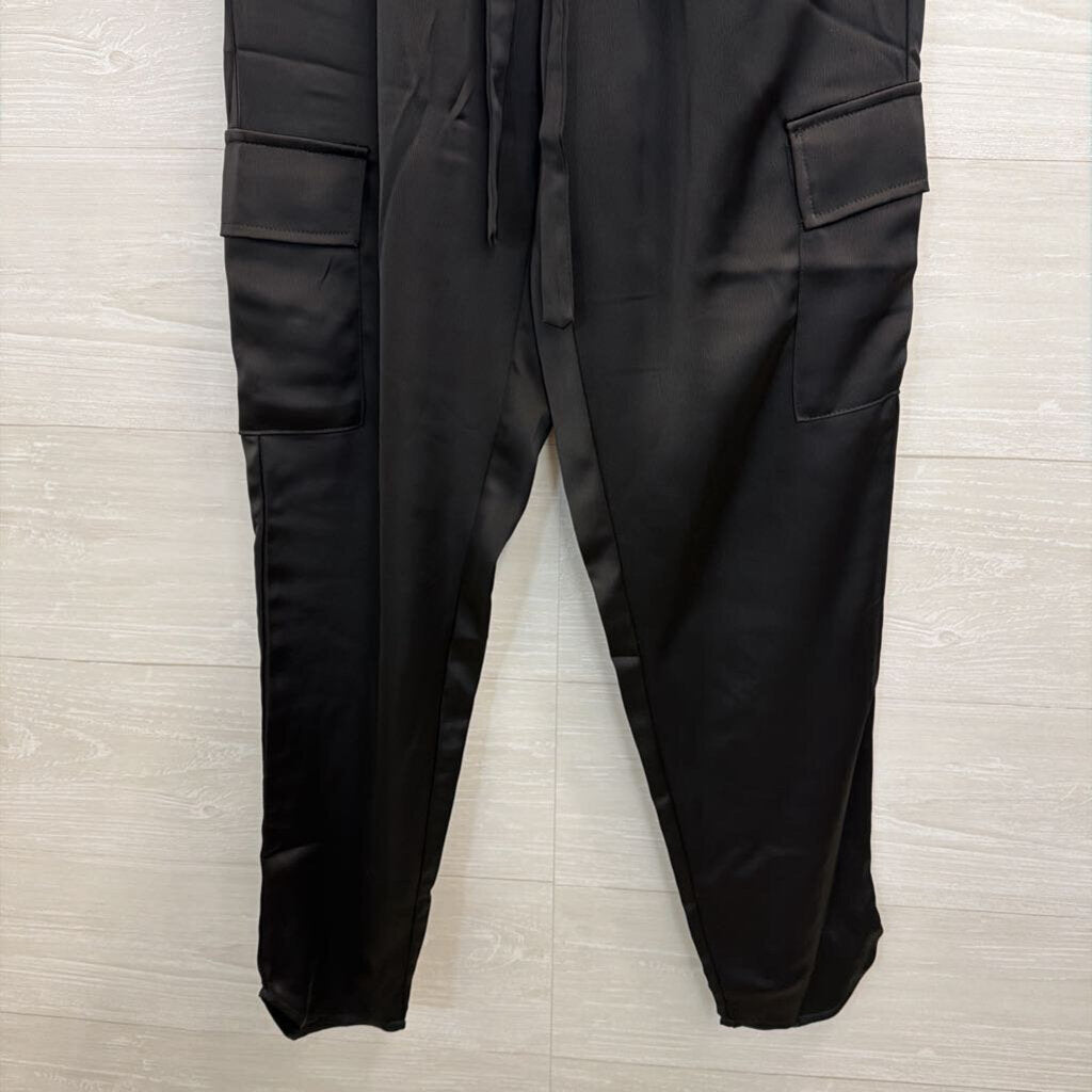 Rachel Zoe Black Silky Cargo Style Pull On Pants Extra Small