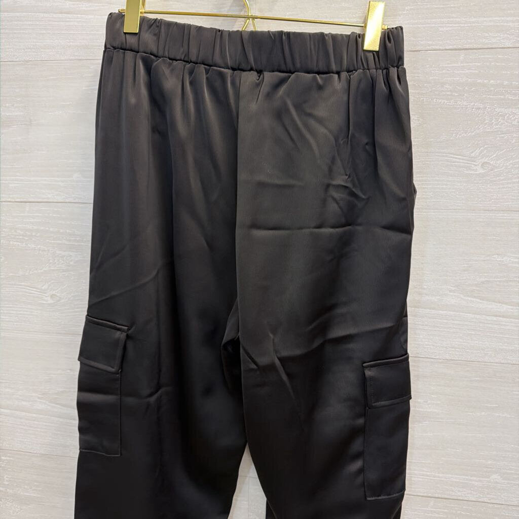 Rachel Zoe Black Silky Cargo Style Pull On Pants Extra Small