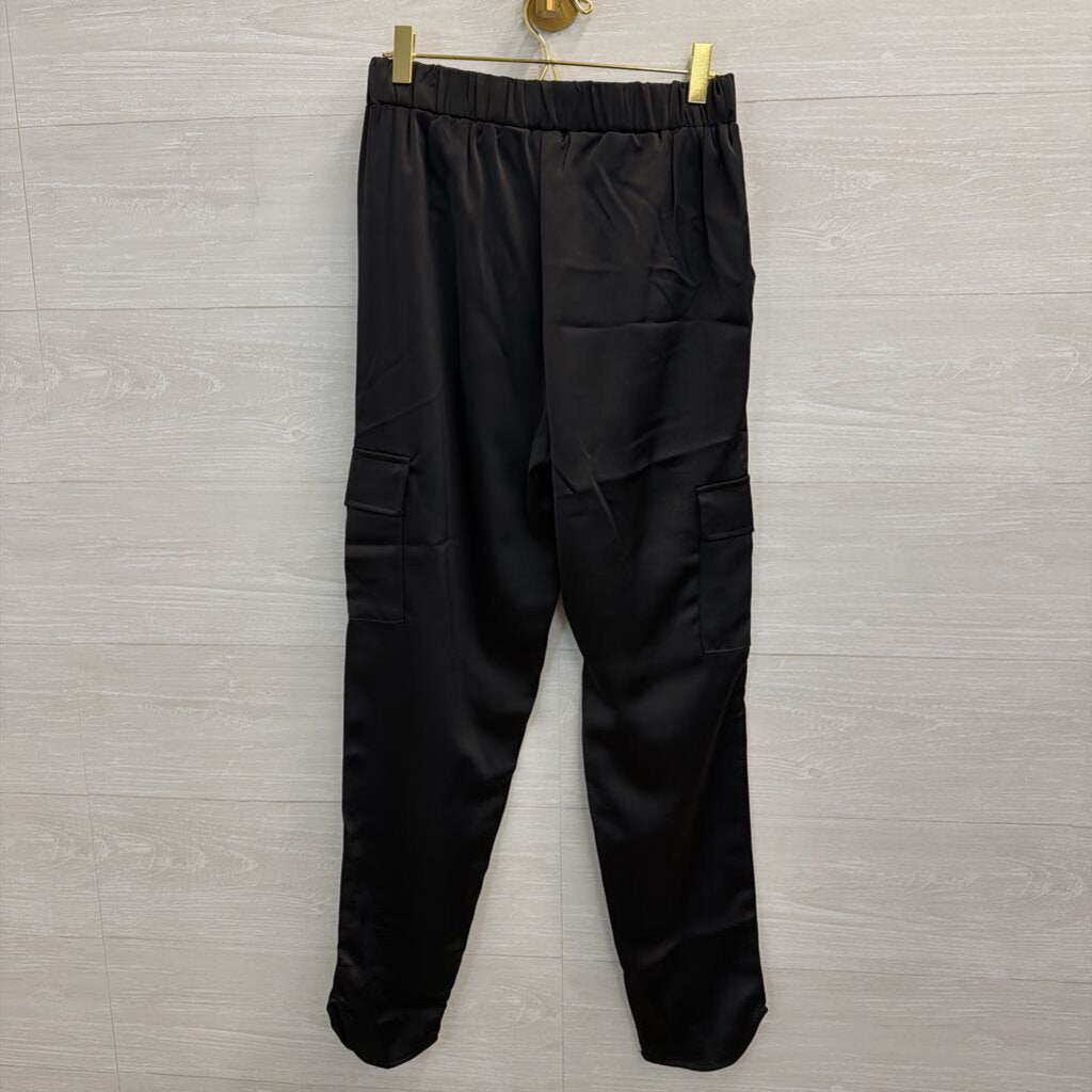 Rachel Zoe Black Silky Cargo Style Pull On Pants Extra Small