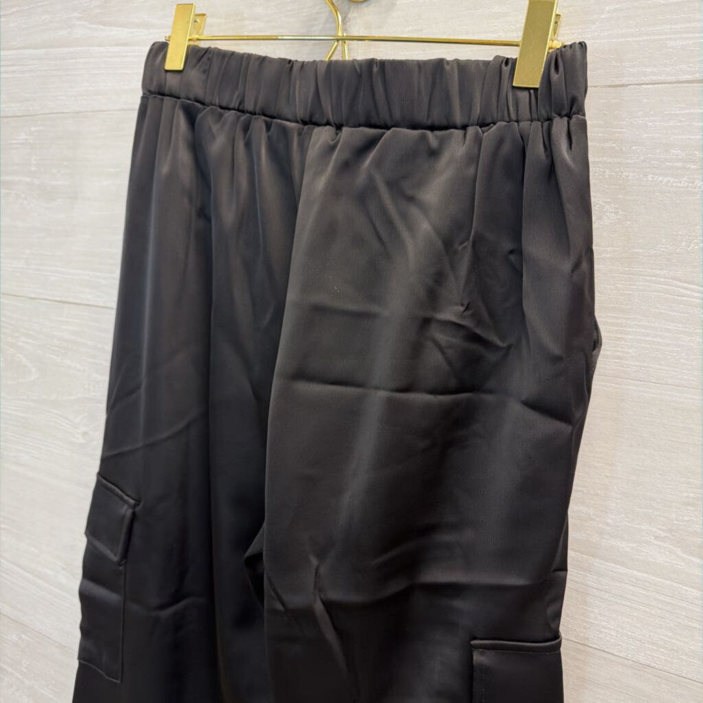 Rachel Zoe Black Silky Cargo Style Pull On Pants Extra Small