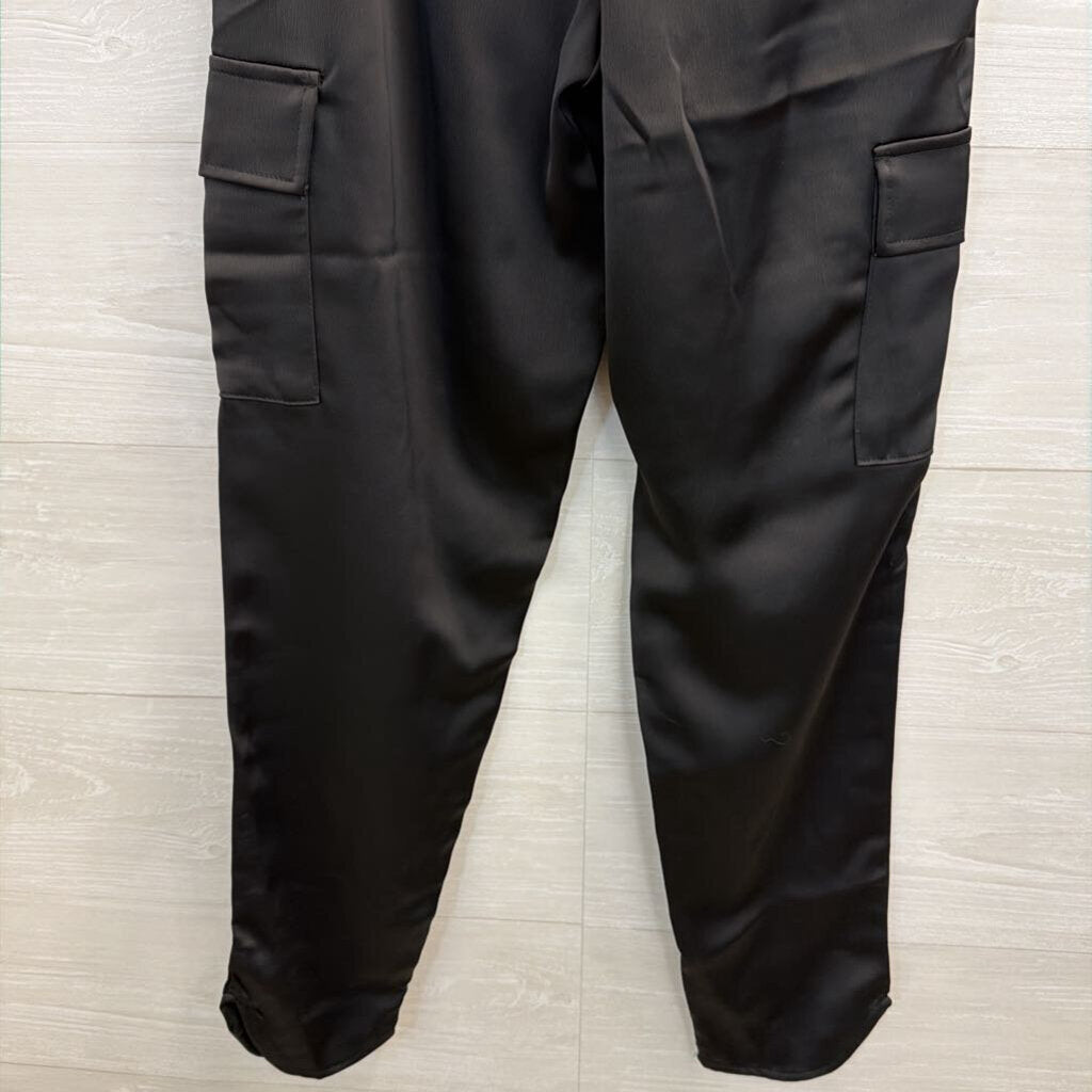 Rachel Zoe Black Silky Cargo Style Pull On Pants Extra Small