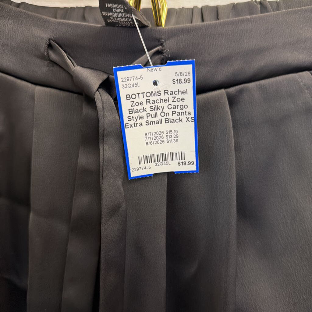 Rachel Zoe Black Silky Cargo Style Pull On Pants Extra Small