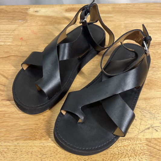 Madewell Black Leather Natasha Flatform Sandals 8