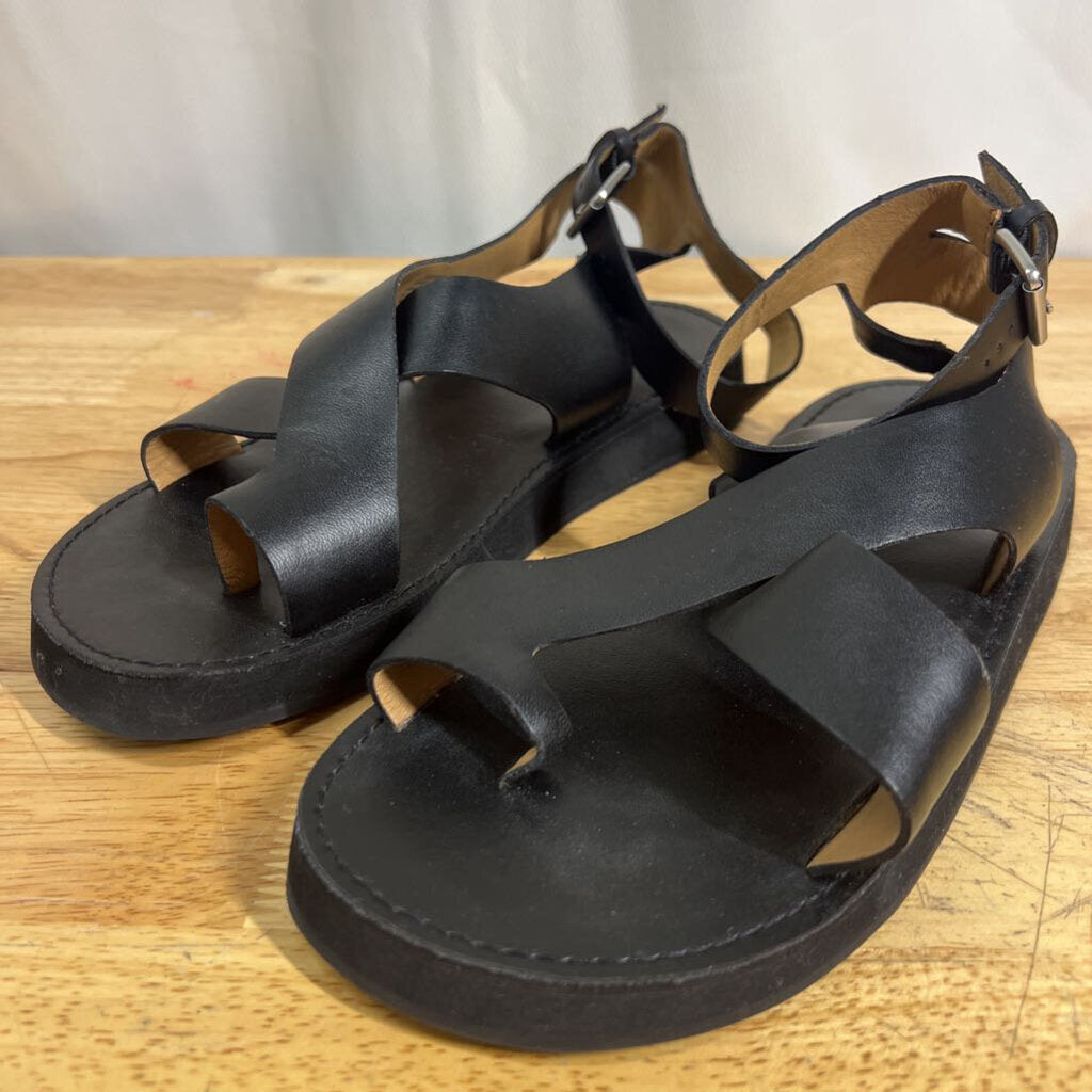 Madewell Black Leather Natasha Flatform Sandals 8