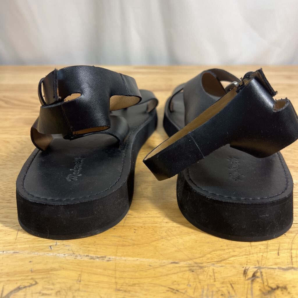 Madewell Black Leather Natasha Flatform Sandals 8