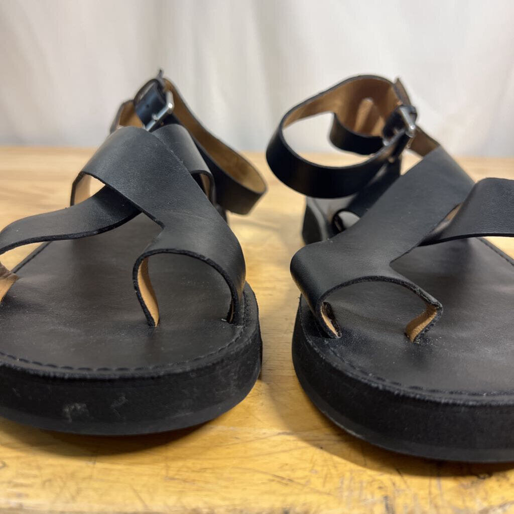 Madewell Black Leather Natasha Flatform Sandals 8