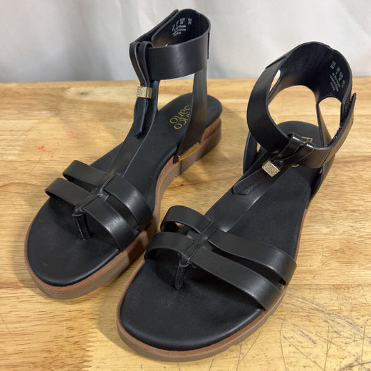 Franco Sarto Black Leather Dosha Strappy Sandals 8