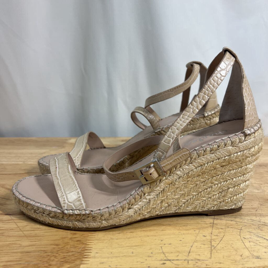 Charles David Beige Snakeskin Nola Wedge Sandal Heels 9