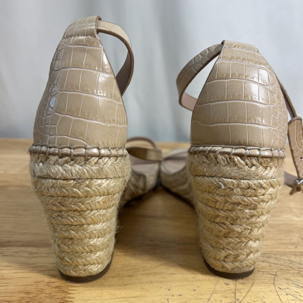 Charles David Beige Snakeskin Nola Wedge Sandal Heels 9